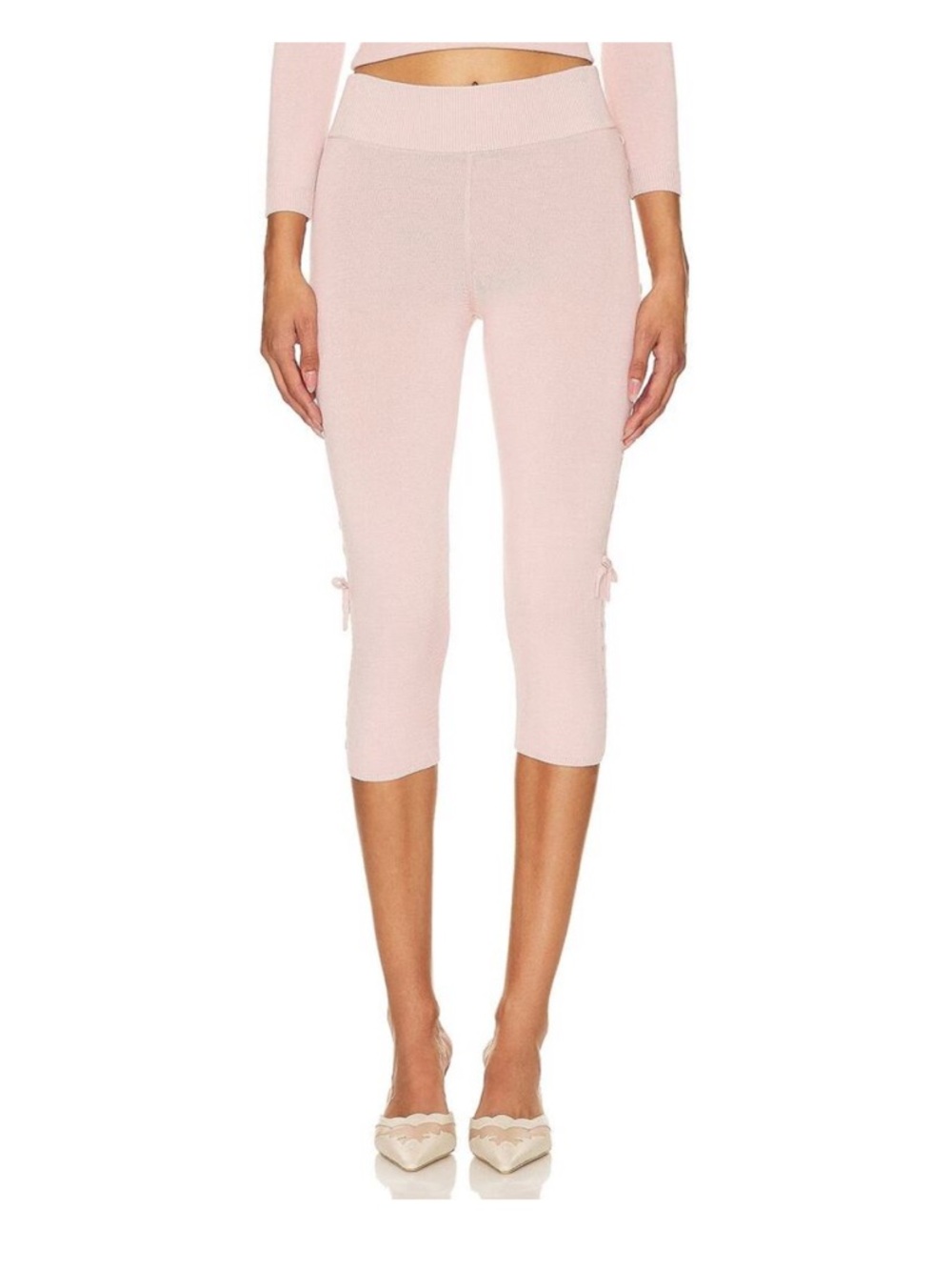 Loba Callias Pink Knit Bow Detail Capri